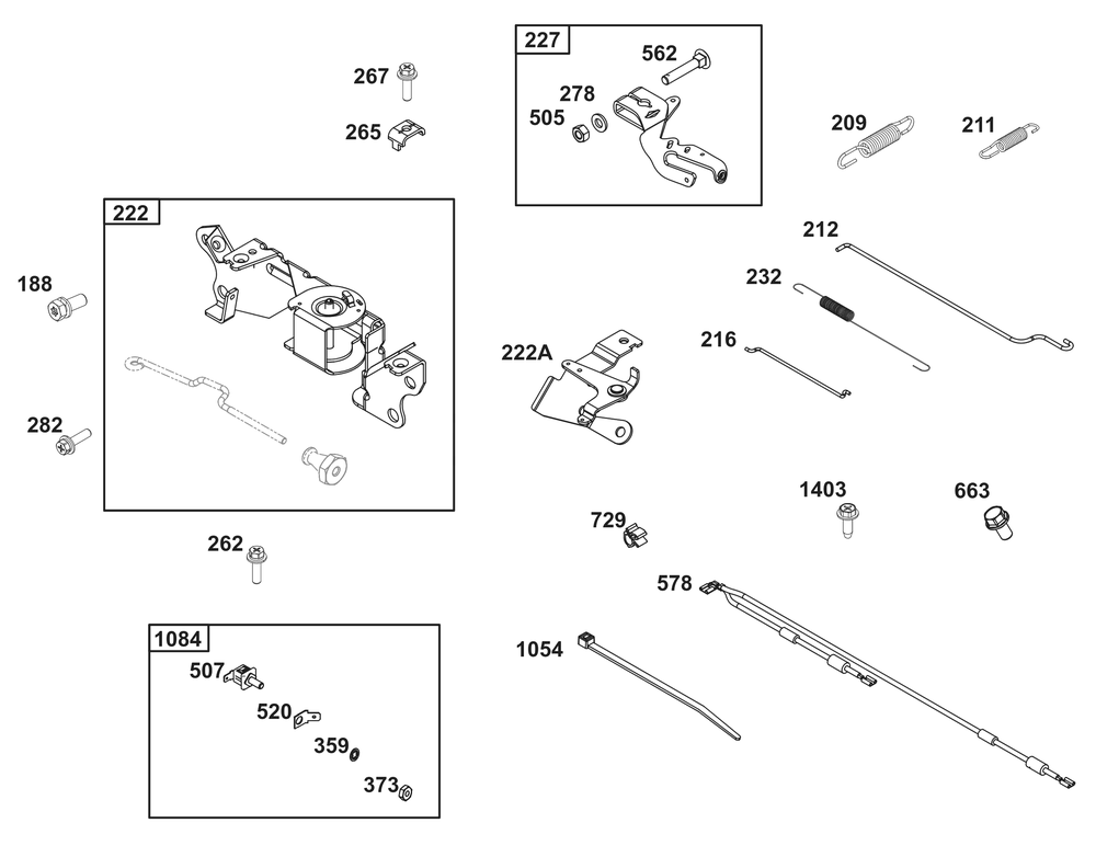 Controls Group Diagram and Parts List for 356447-0707-G1 200000 - 399999 Briggs and Stratton Engine
